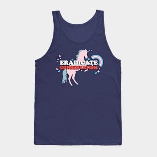 Eradicate Conservatism - Sarcastic Vintage Cute Sparkly Trans Rights Unicorn Tank Top